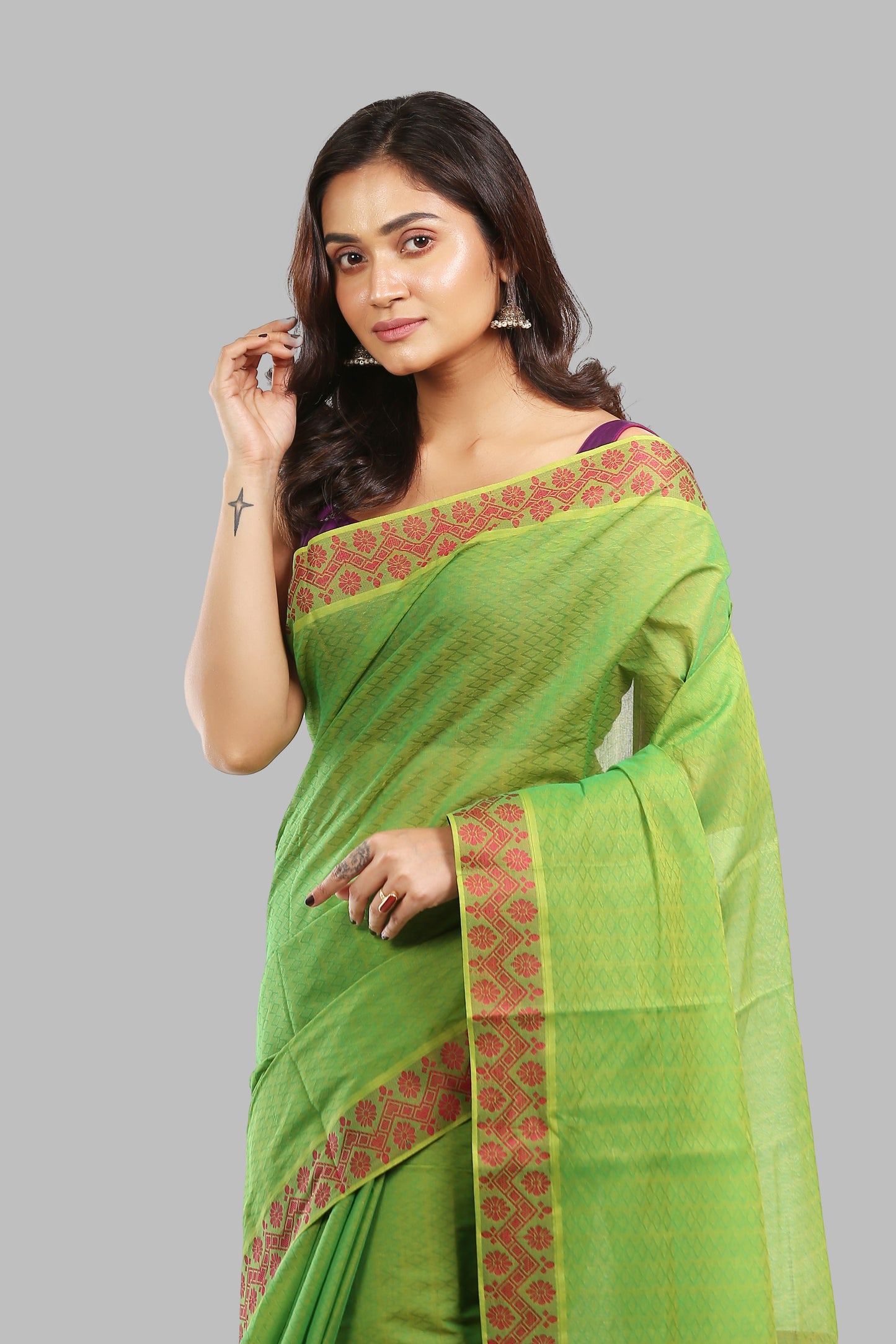 Fragrant Leafy Cotton Saree