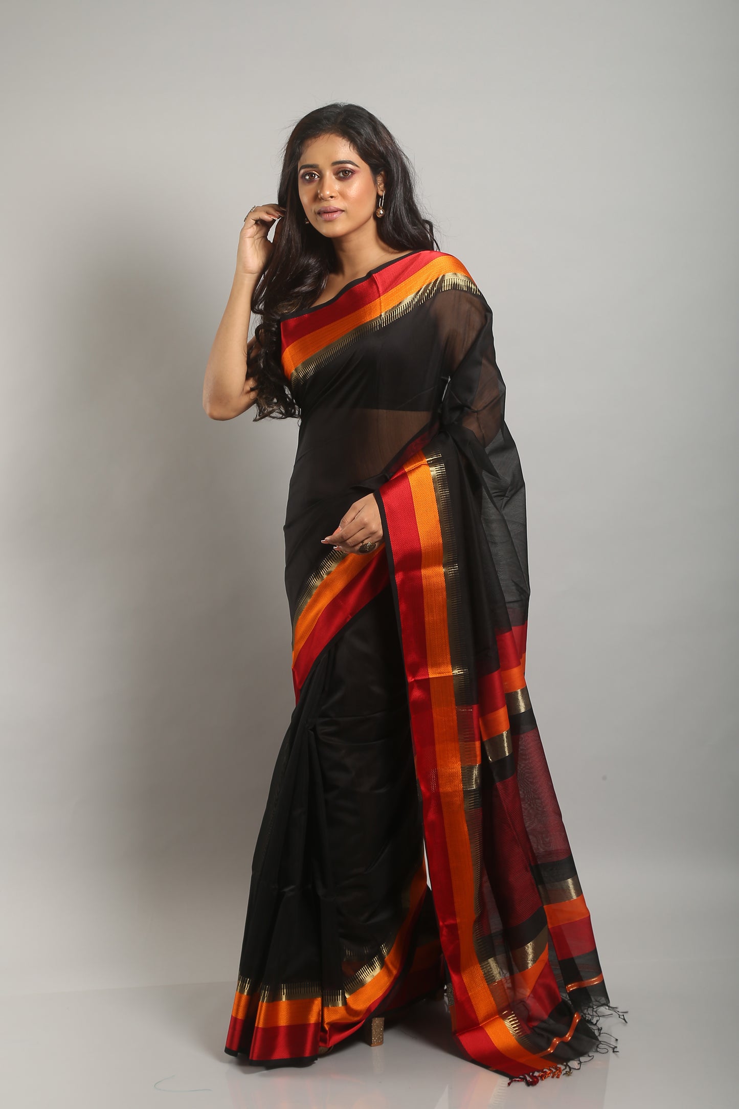 Gorgeous Black Cotton Saree