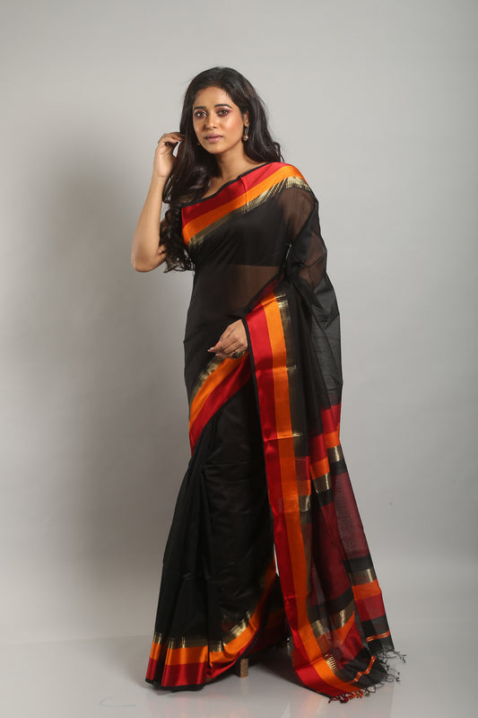 Gorgeous Black Cotton Saree