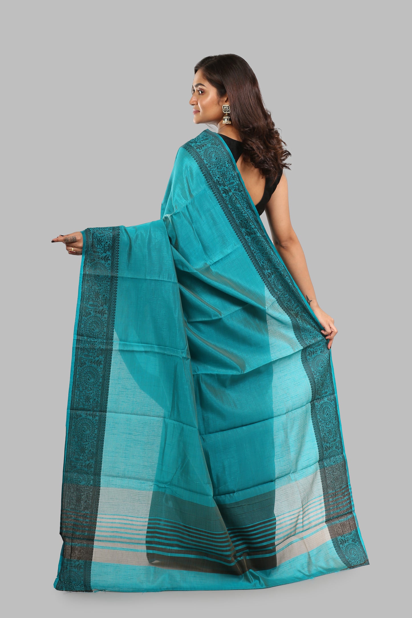 Grateful Jade Raw Silk Saree