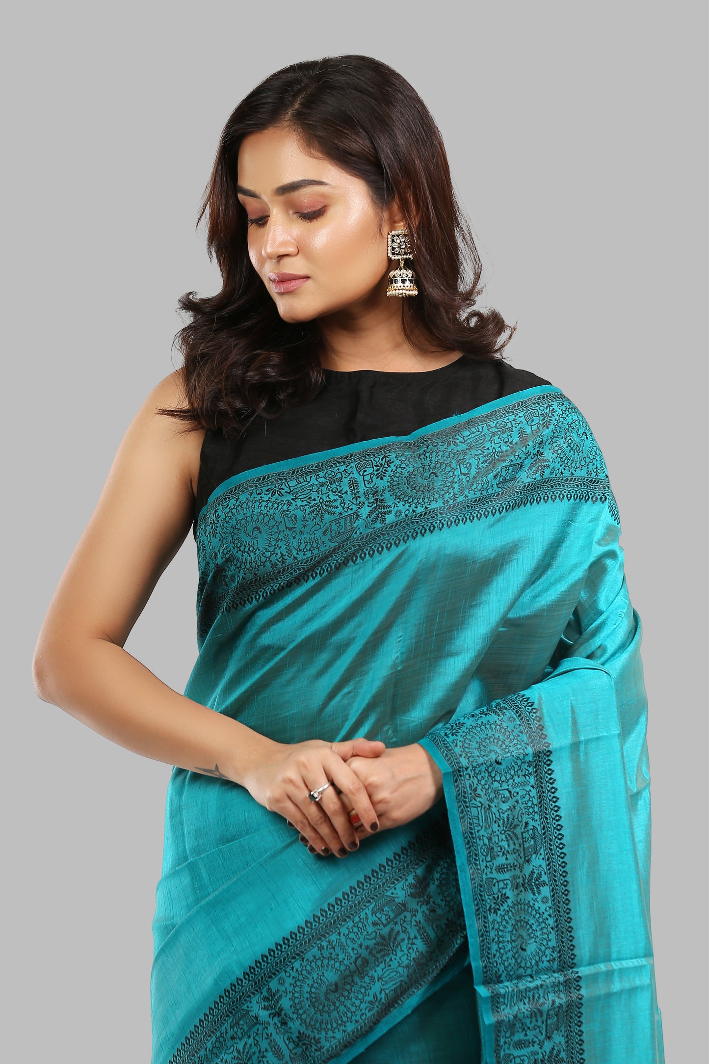 Grateful Jade Raw Silk Saree