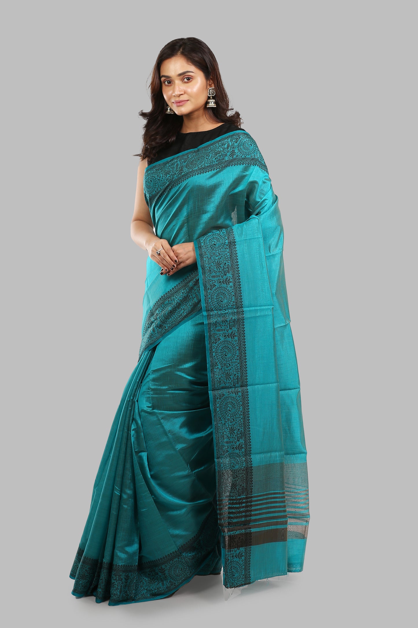 Grateful Jade Raw Silk Saree