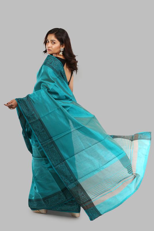 Grateful Jade Raw Silk Saree