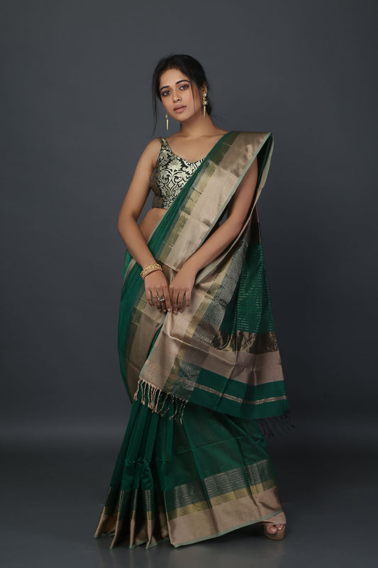 Green Sheen Maheshwari Saree
