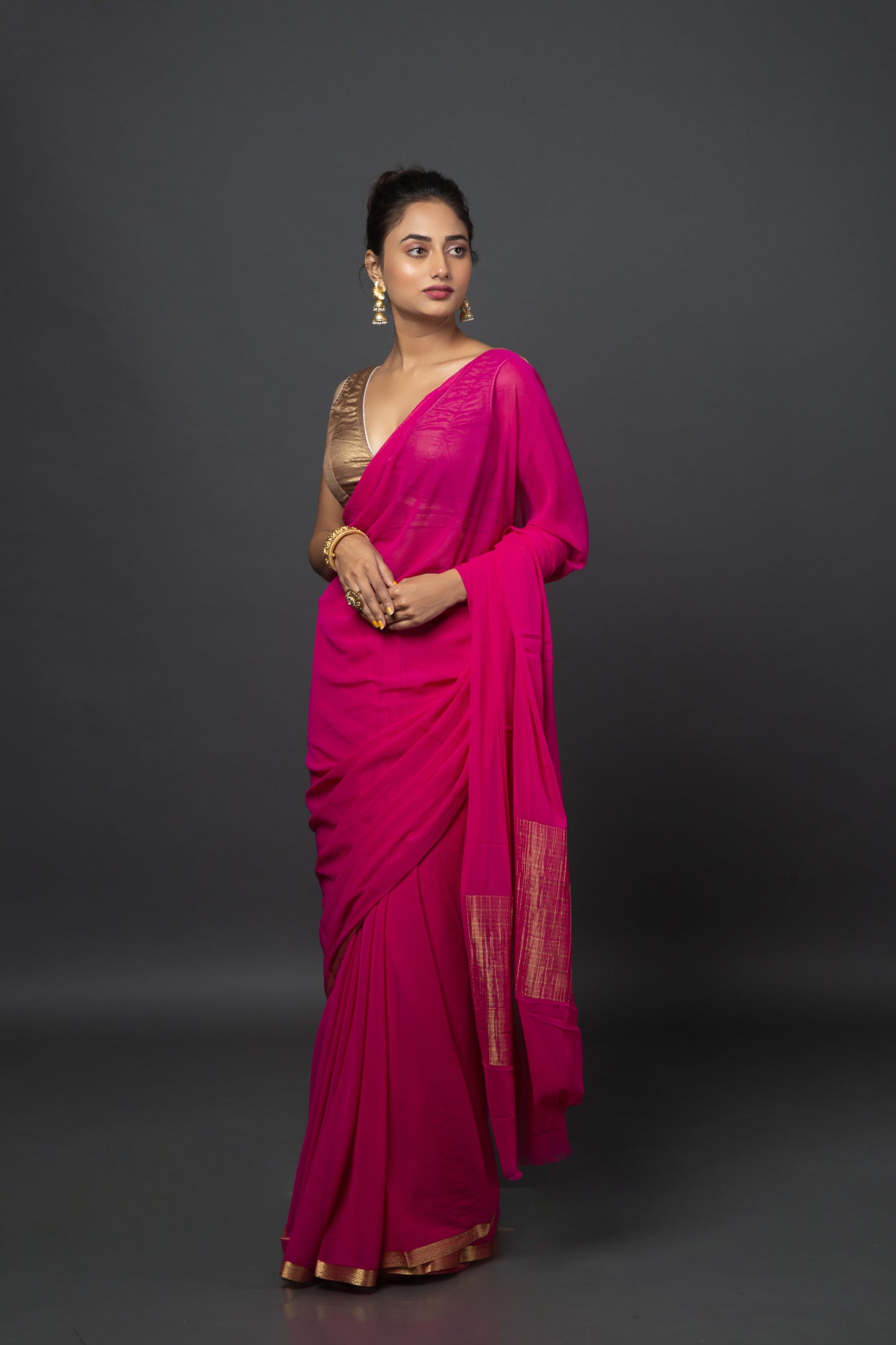 Heartfelt Magenta Chiffon Saree