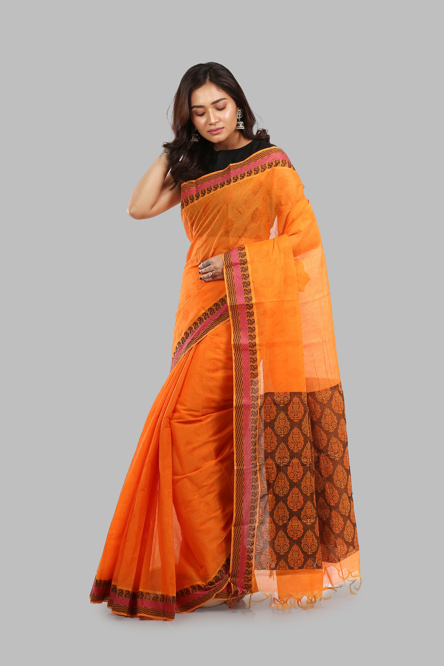 Hearty Bisque Cotton Saree