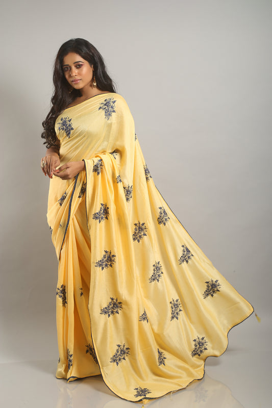 Icy Cream Dupian Silk Saree