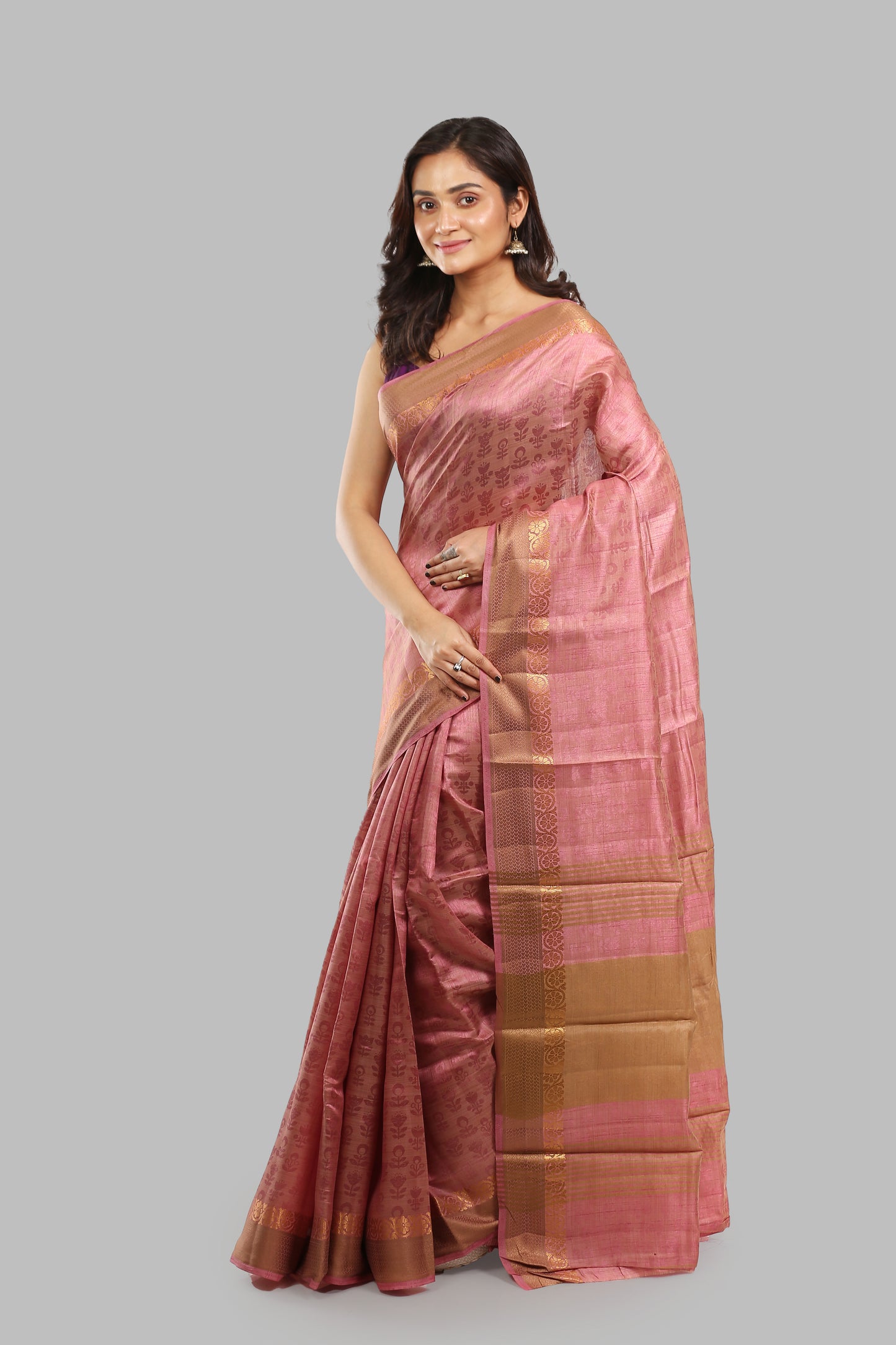 Immense Pinken Raw Silk Saree