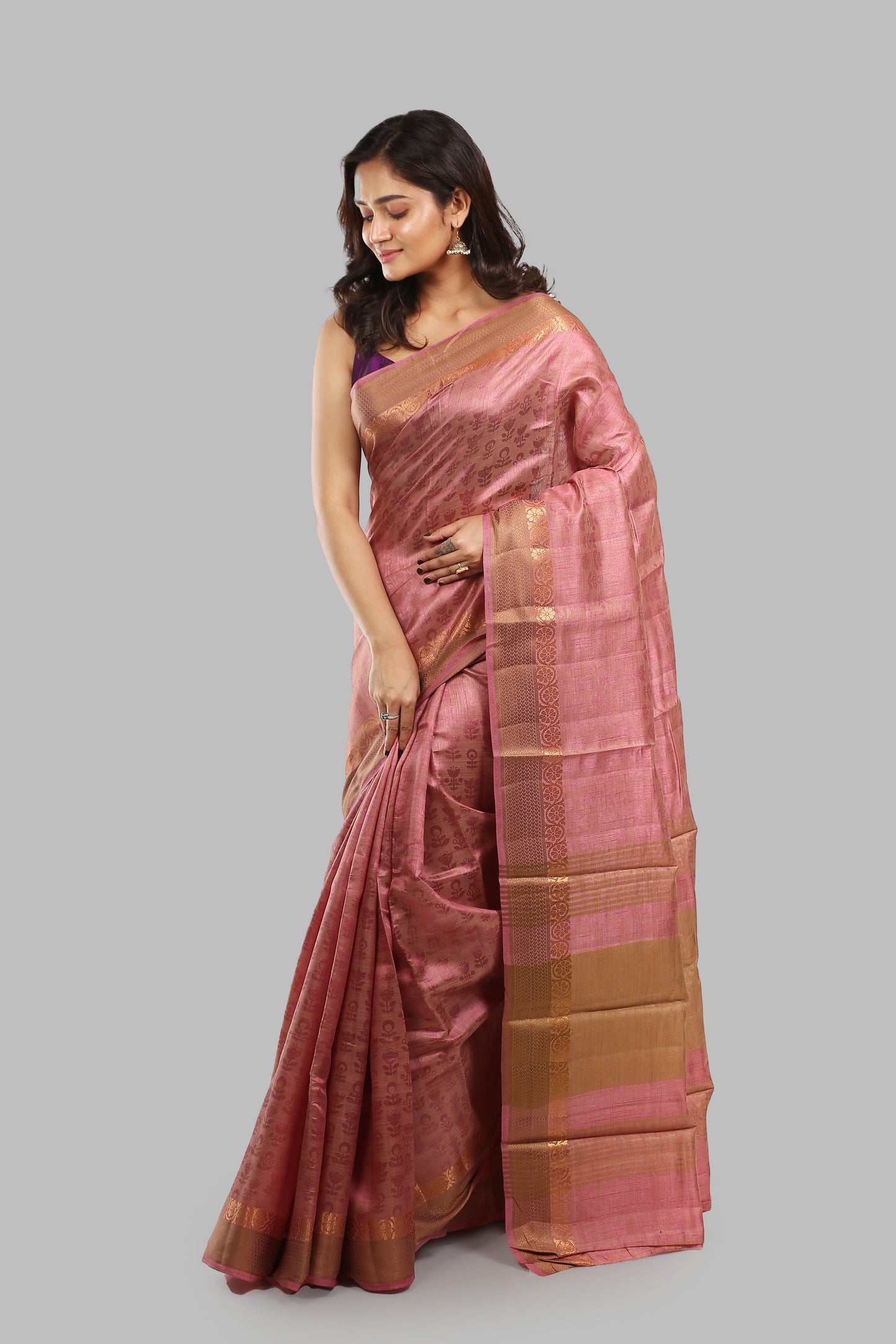 Immense Pinken Raw Silk Saree