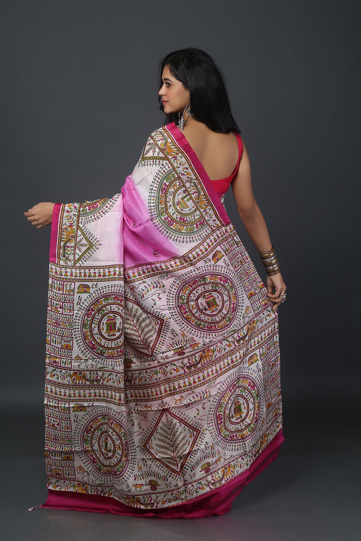 Indigo Affair Tribal Print Mulberry Silk Saree