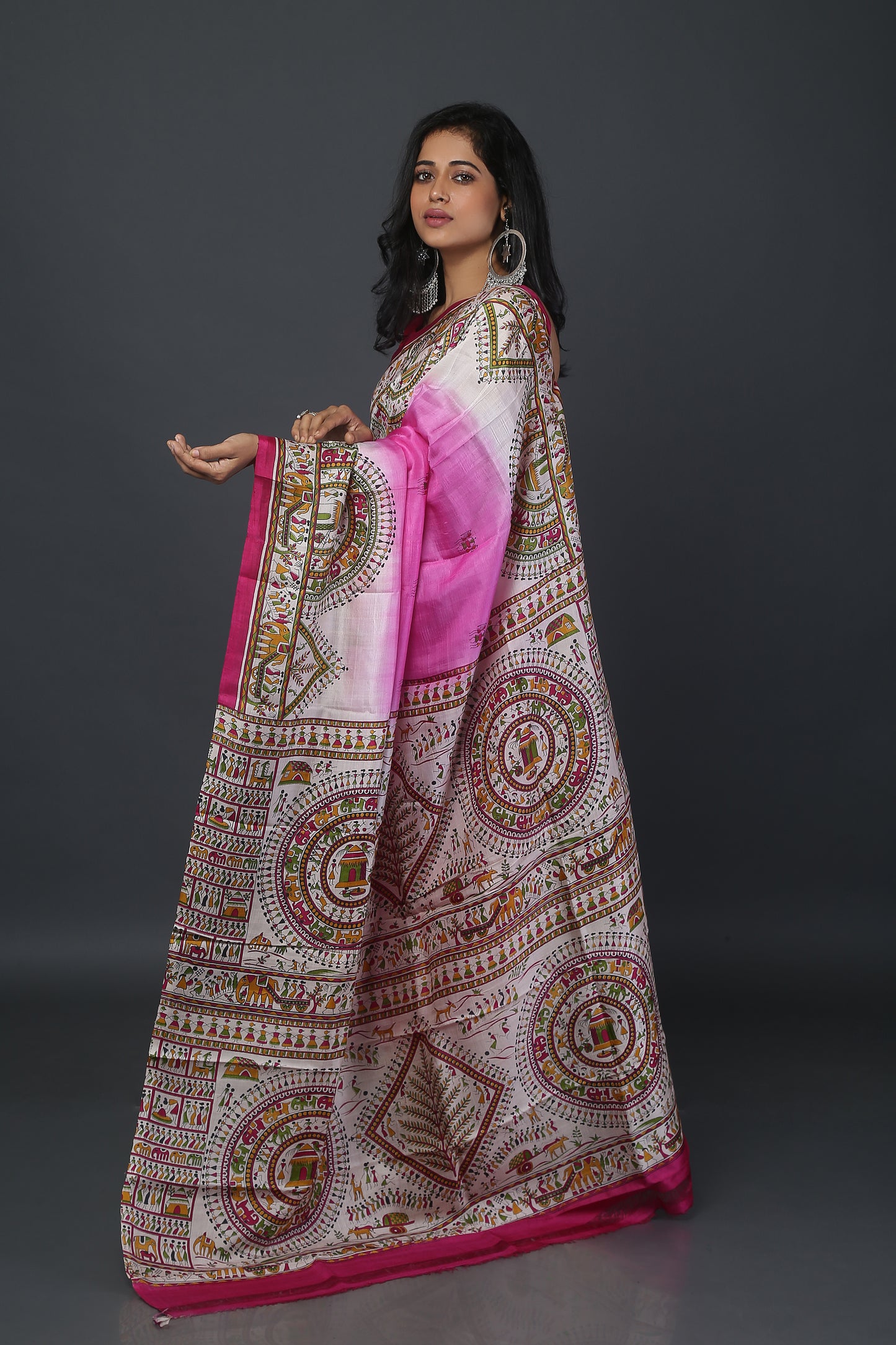Indigo Affair Tribal Print Mulberry Silk Saree