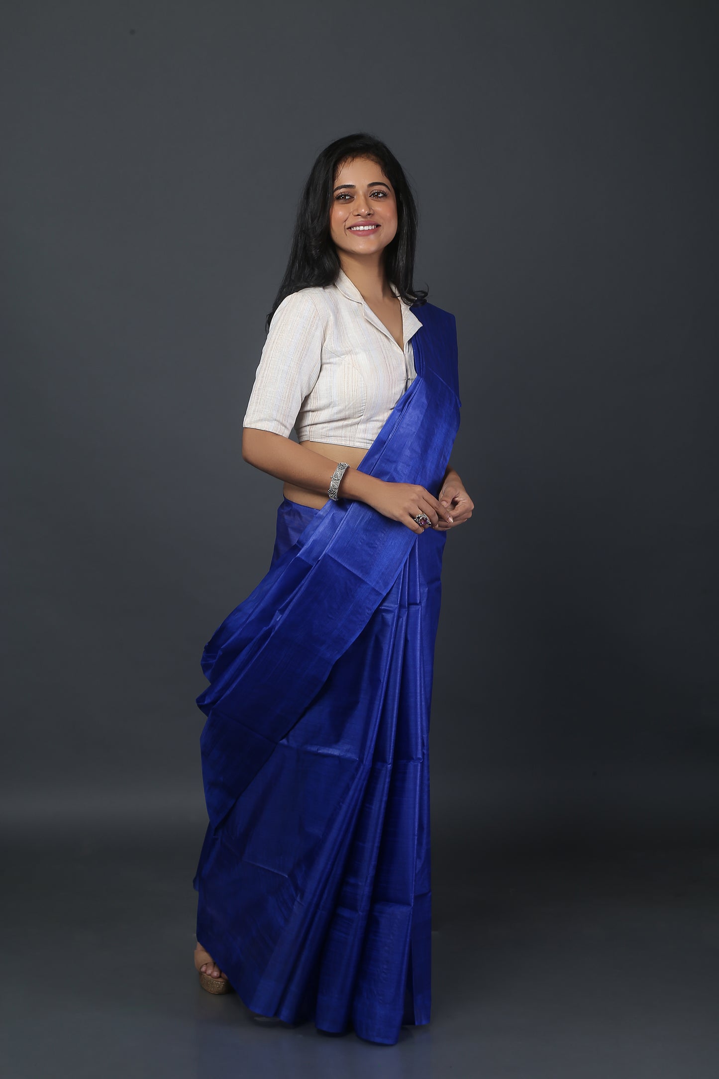 Indigo Blue Tussar Saree