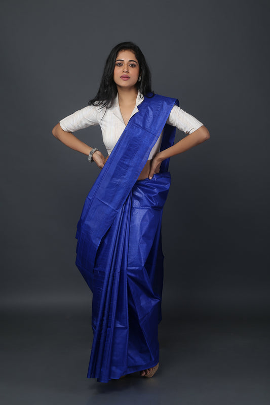 Indigo Blue Tussar Saree