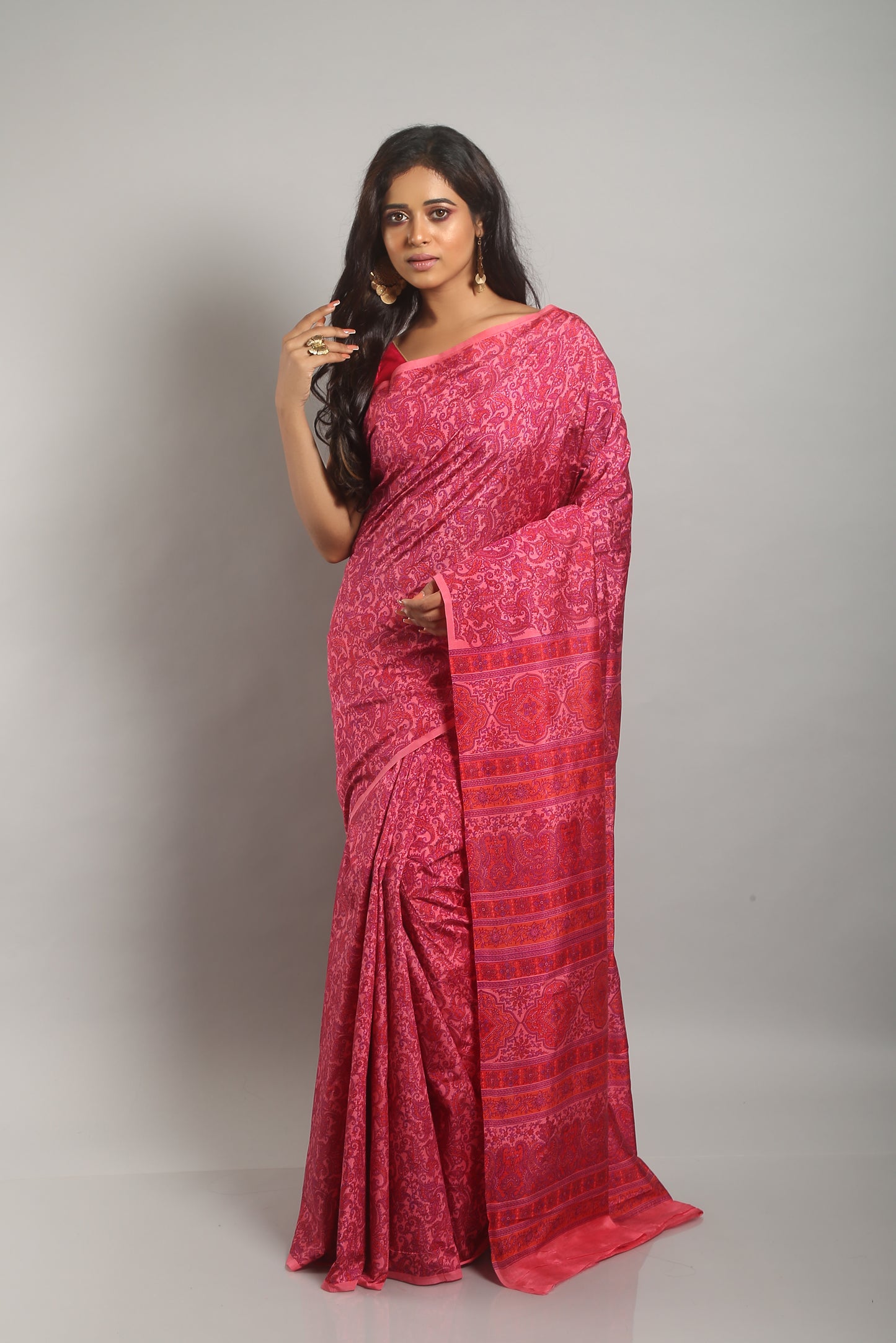 Knotty Carnation Cotton Saree