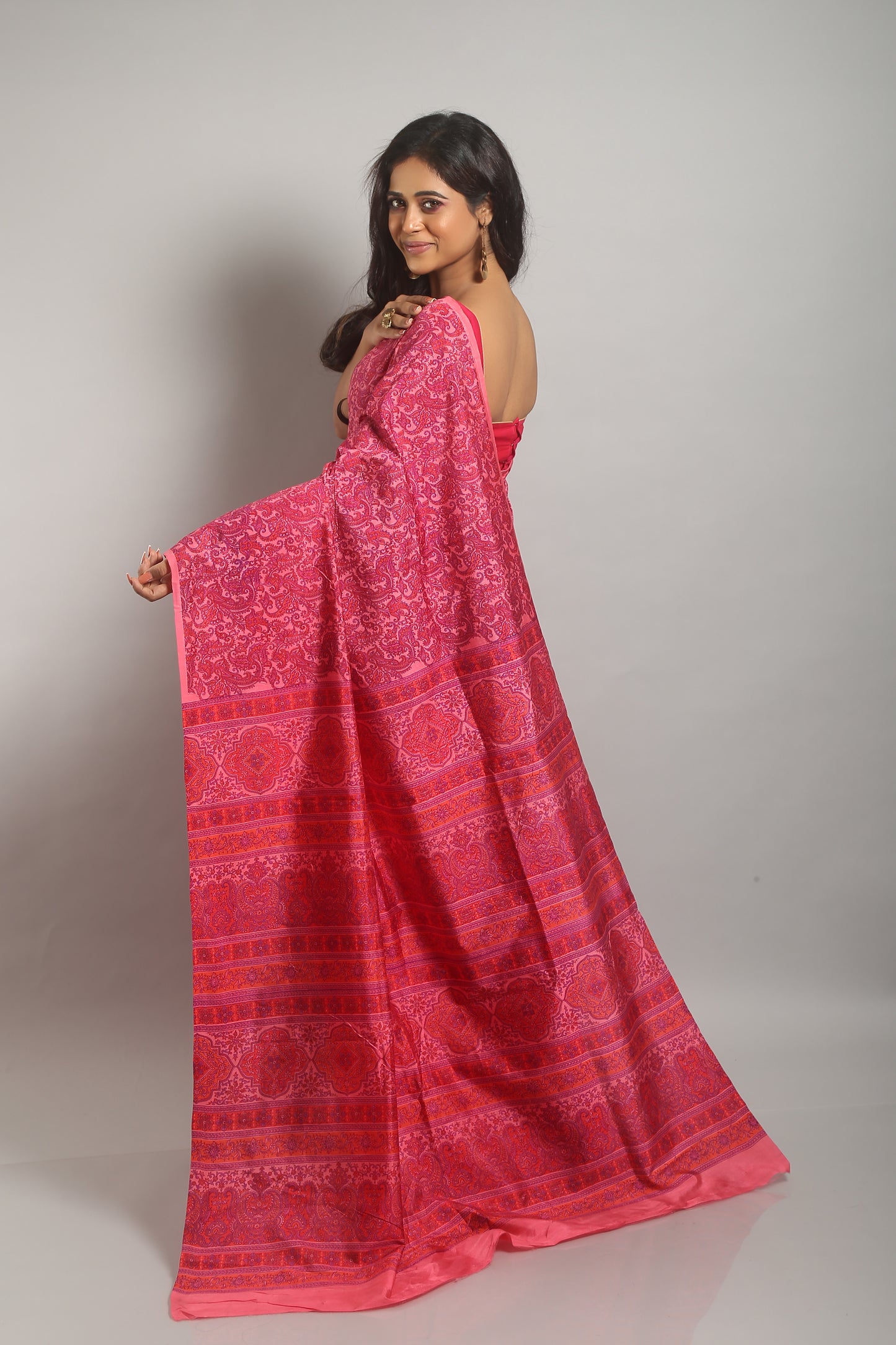 Knotty Carnation Cotton Saree