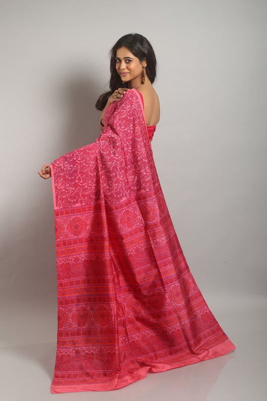 Knotty Carnation Cotton Saree