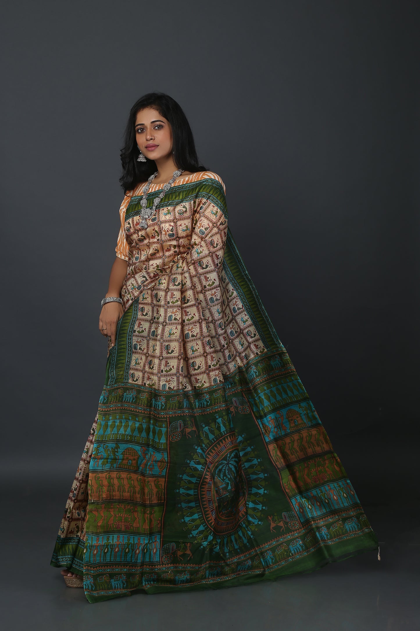 Life Lattice Tussar Saree