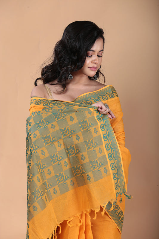 Lively Virid Cotton Saree