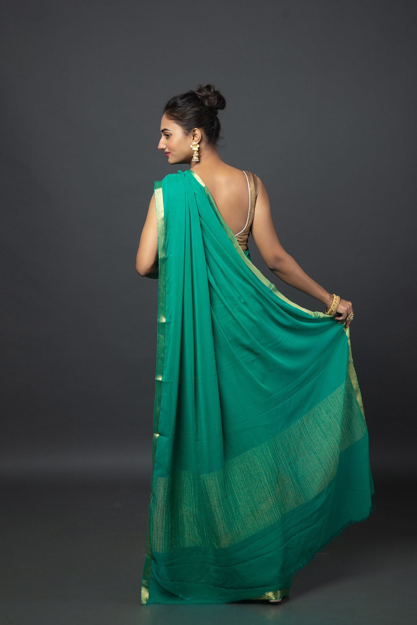 Mature Green Chiffon Saree