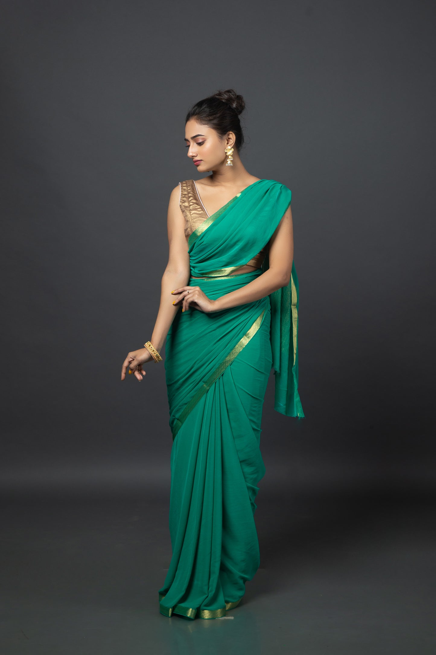 Mature Green Chiffon Saree