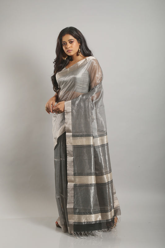 Neutral Silvery Tissue Saree