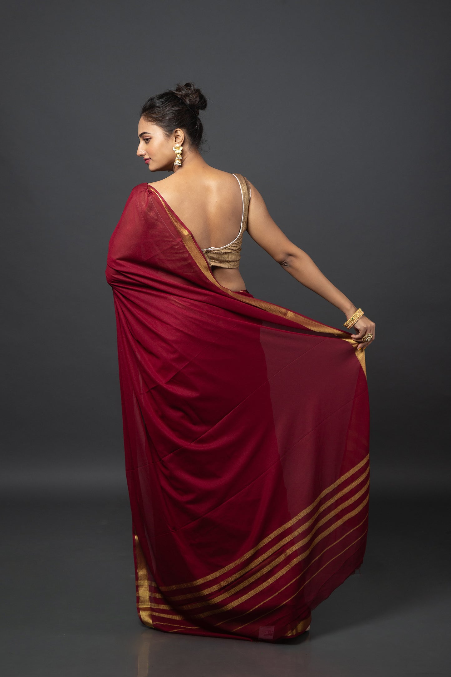 Patina Red Chiffon Saree