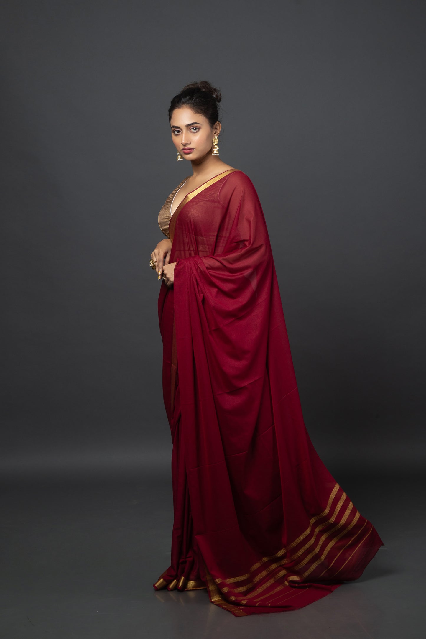 Patina Red Chiffon Saree