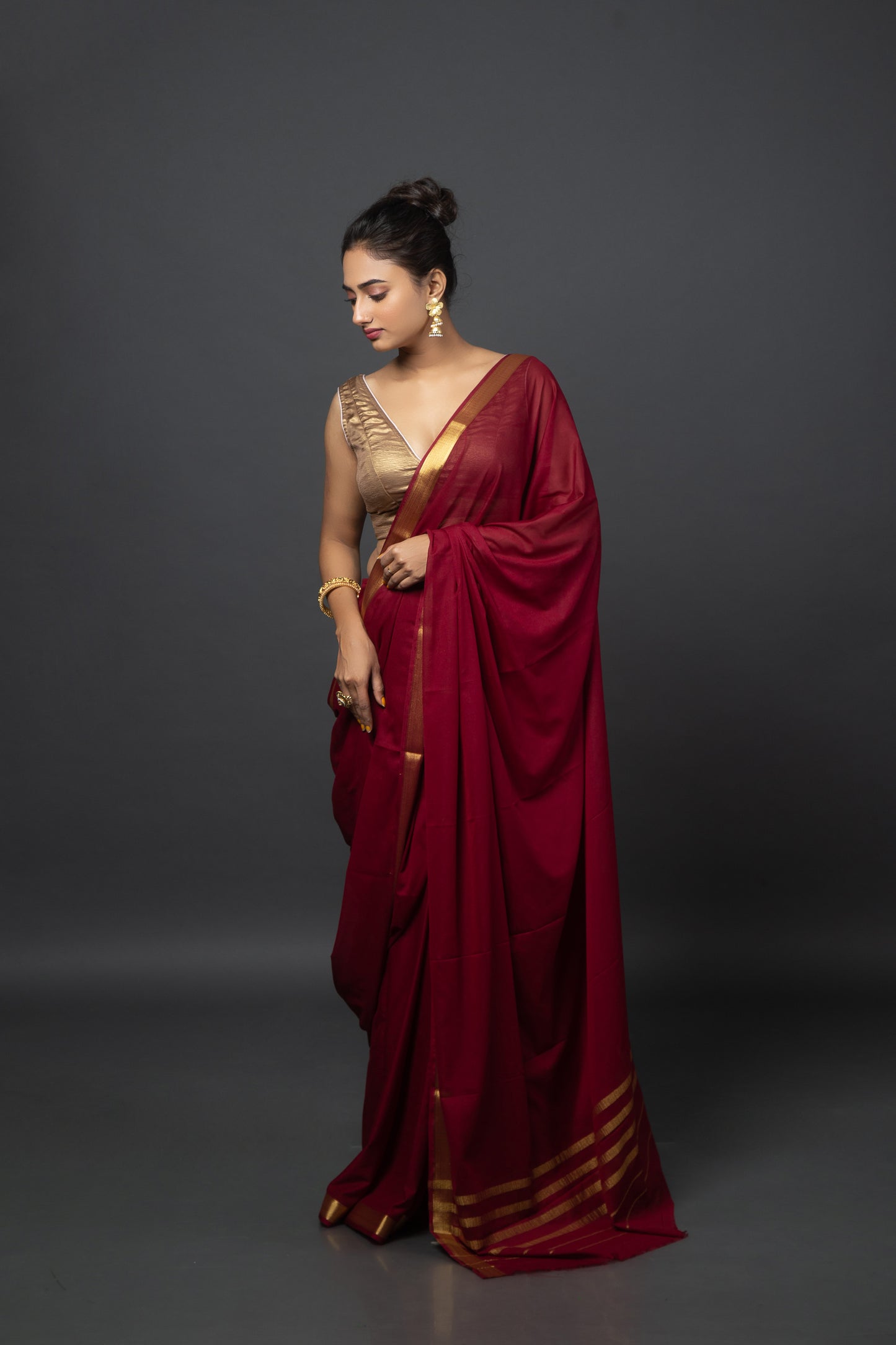 Patina Red Chiffon Saree