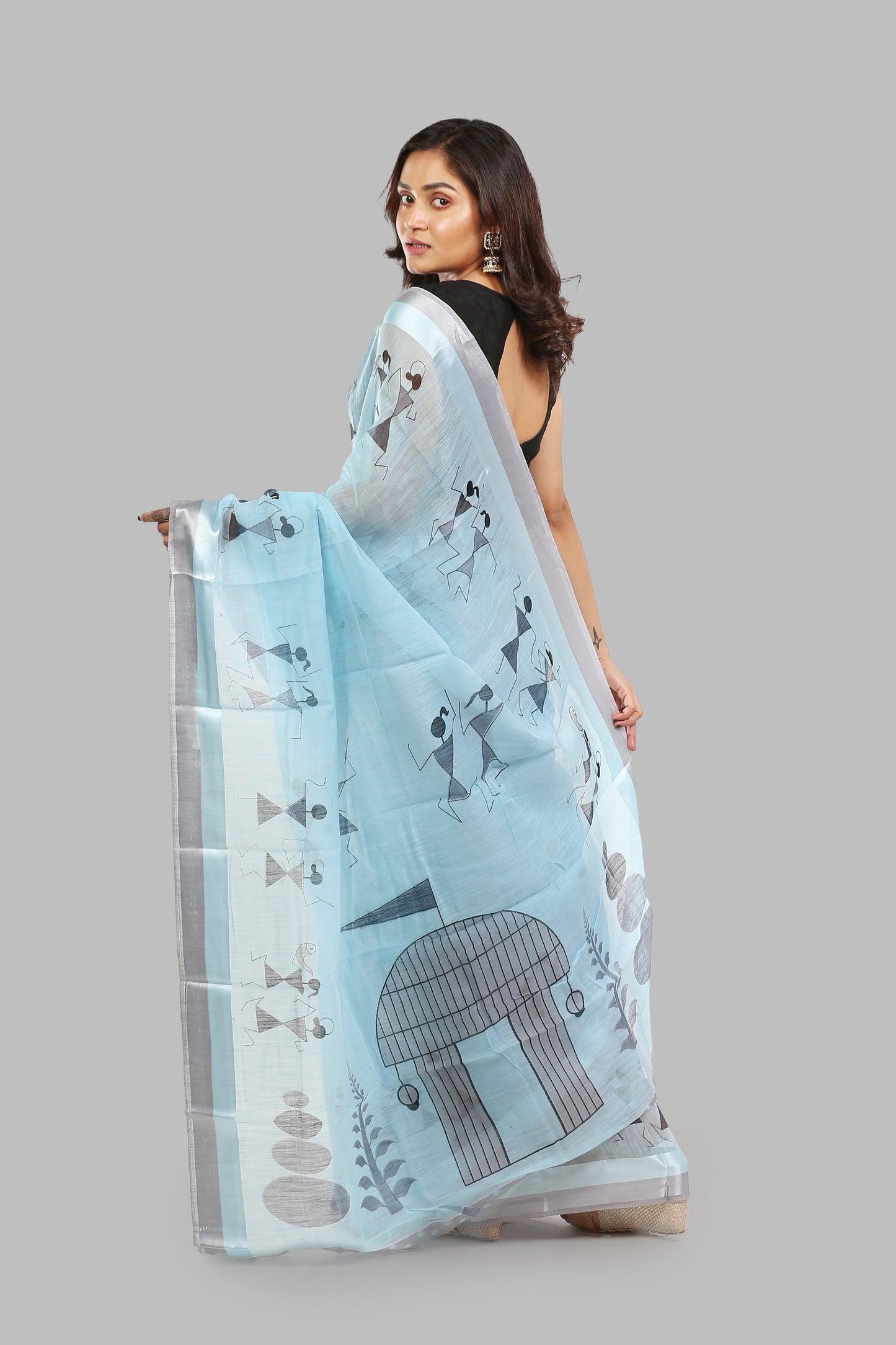 Pink Warli Print Saree