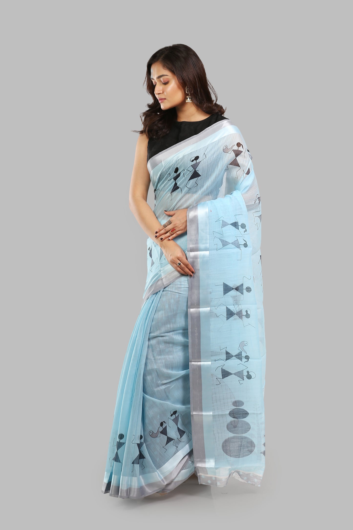 Pink Warli Print Saree