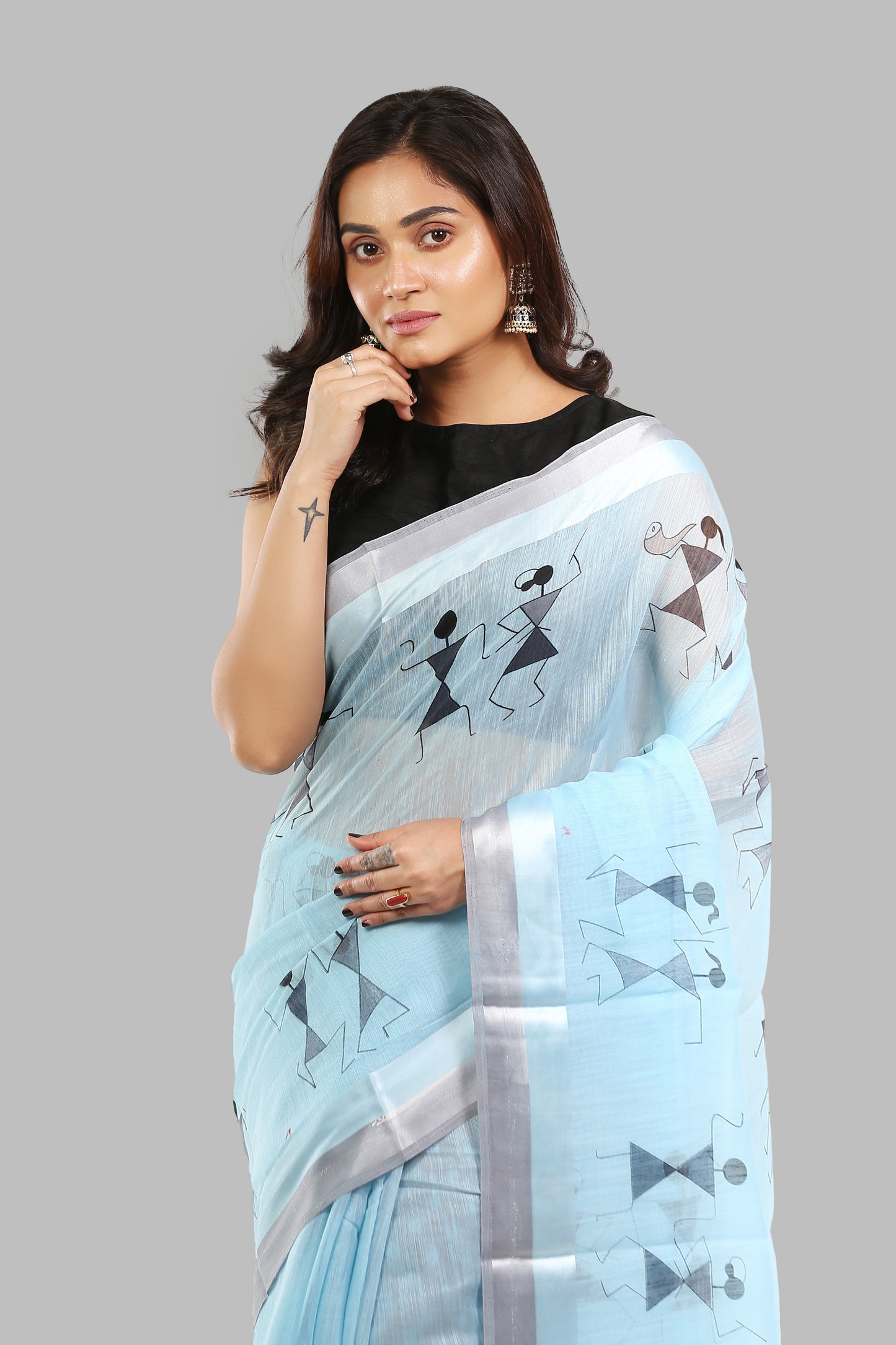 Pink Warli Print Saree