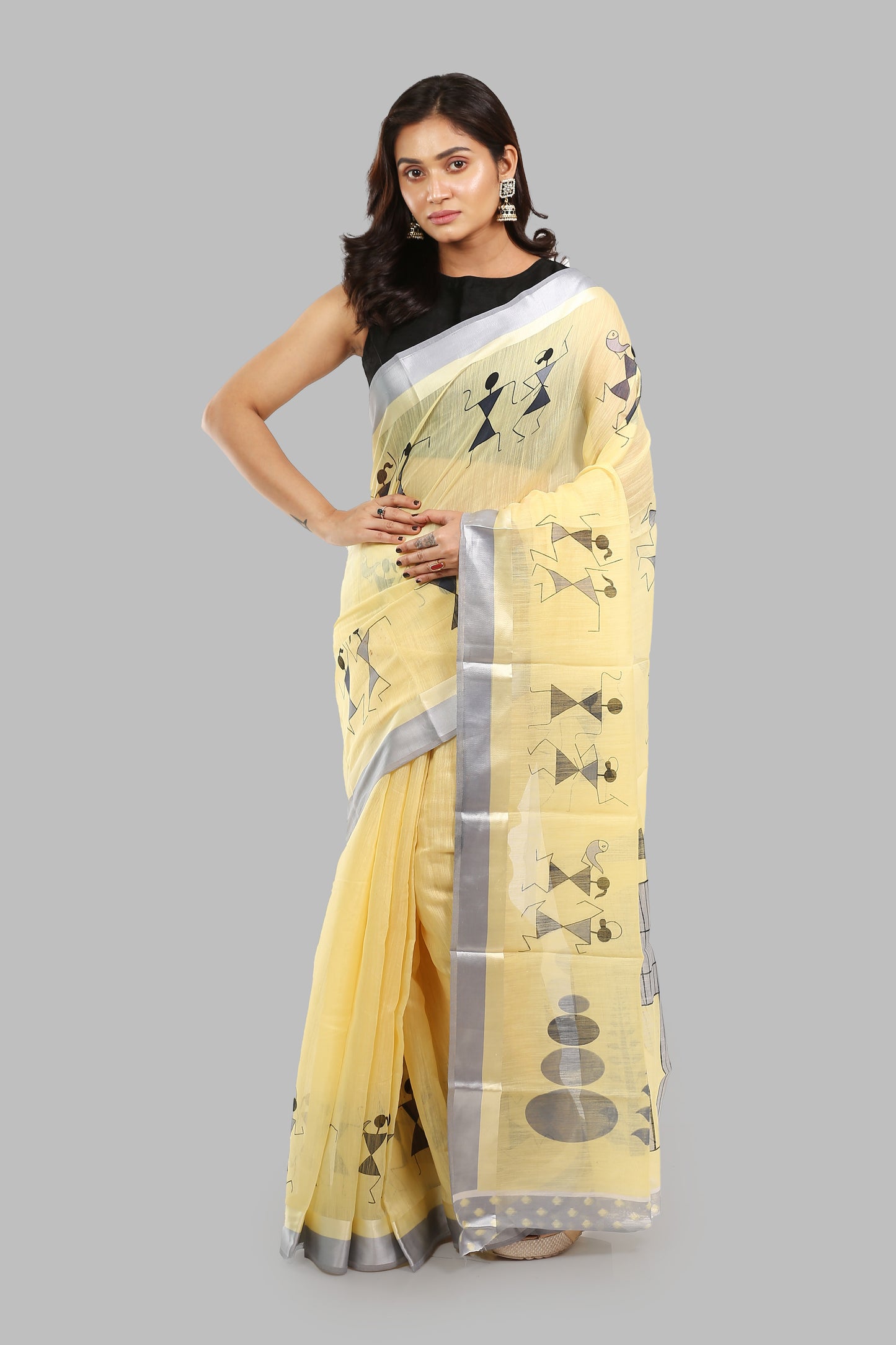 Pink Warli Print Saree