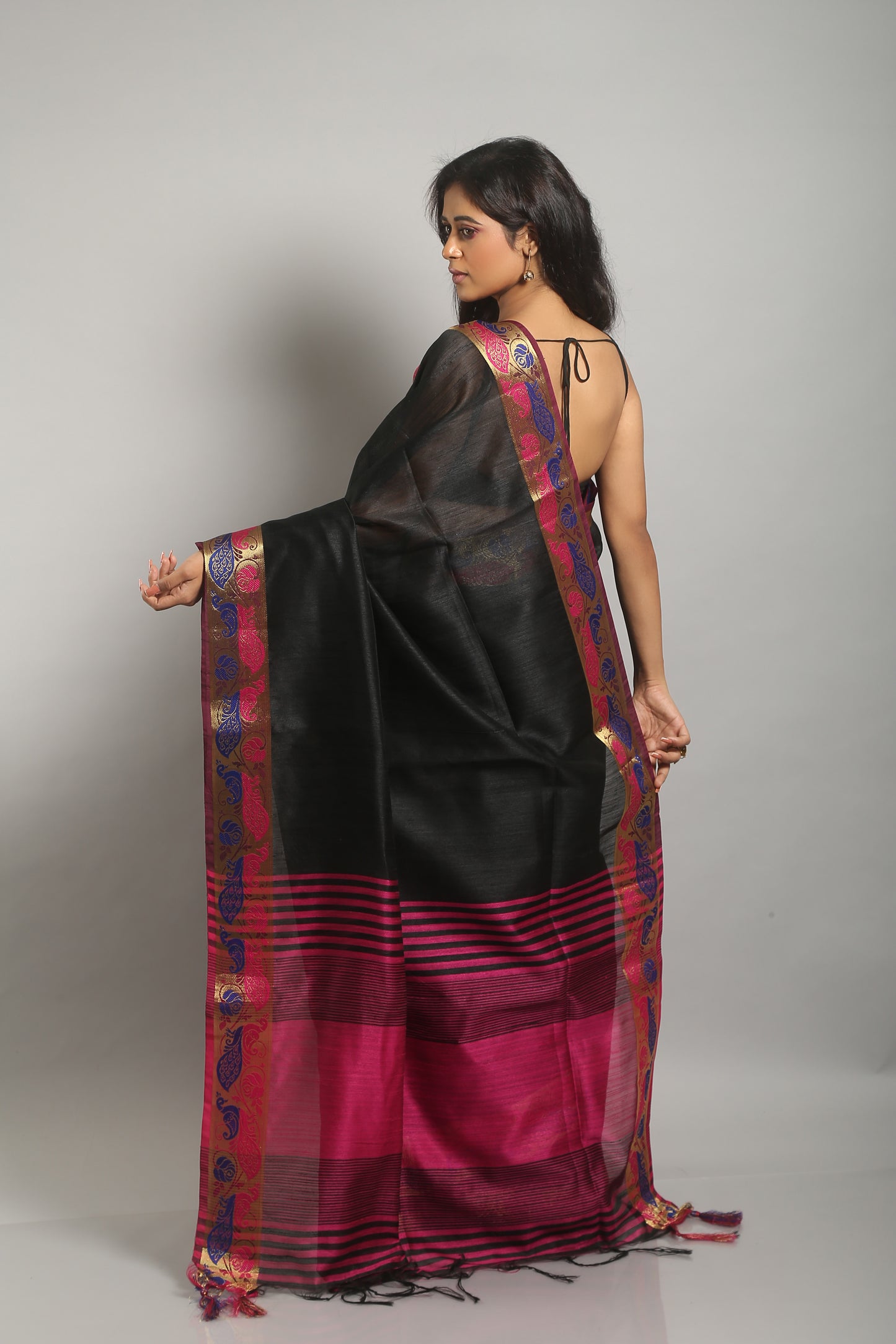 Poised Panther Raw Silk Saree