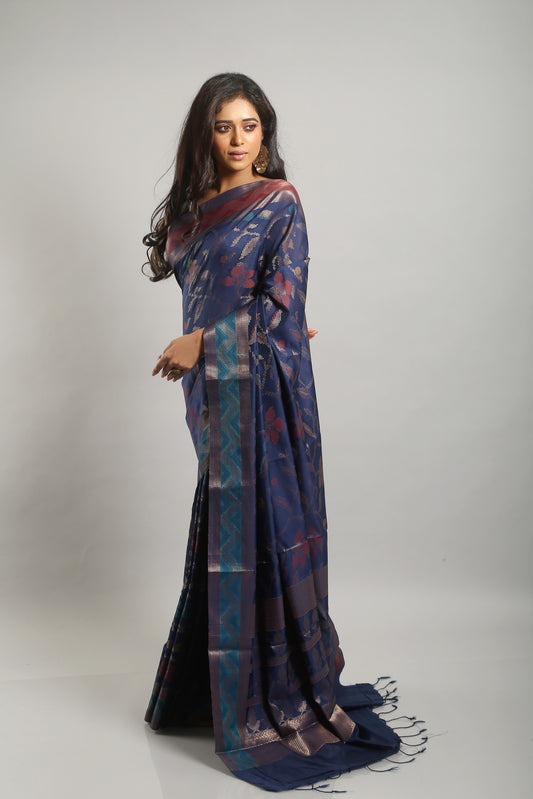 Rave Cerulean Digital Print Saree