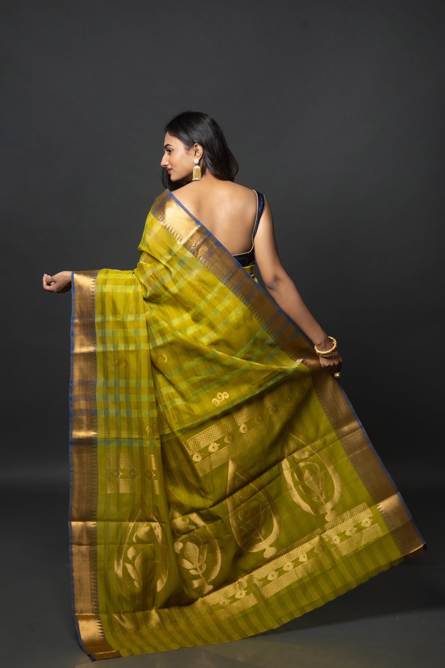 Rich Citron Bengal Cotton Saree