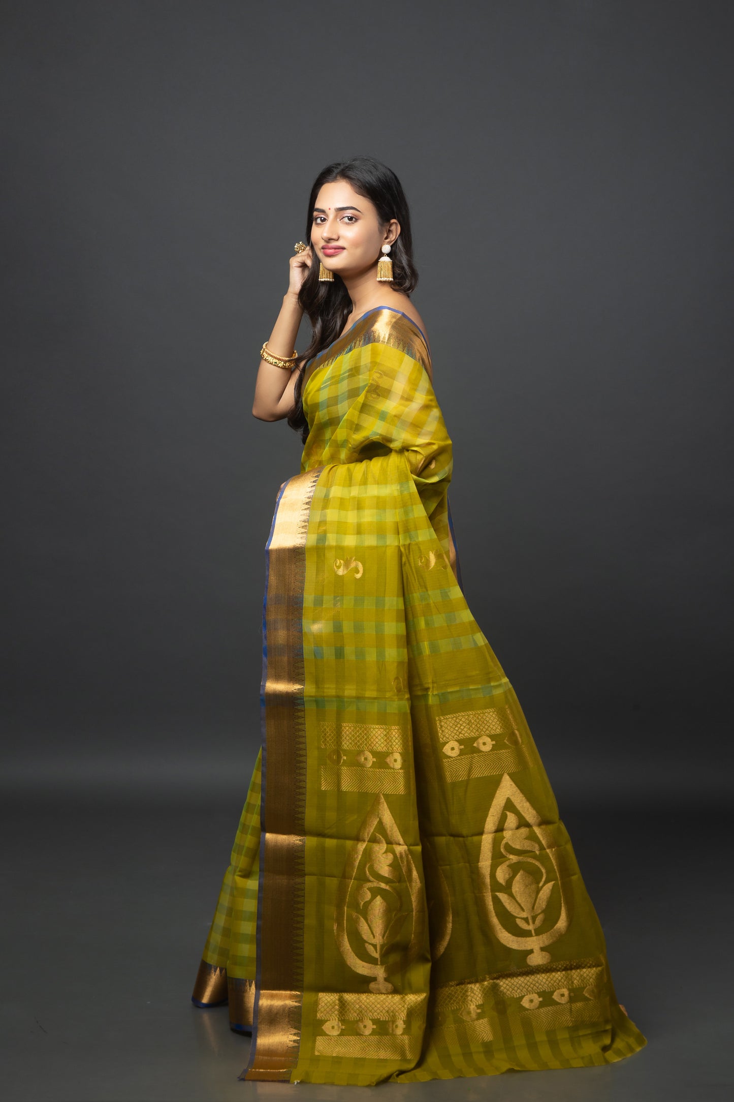 Rich Citron Bengal Cotton Saree