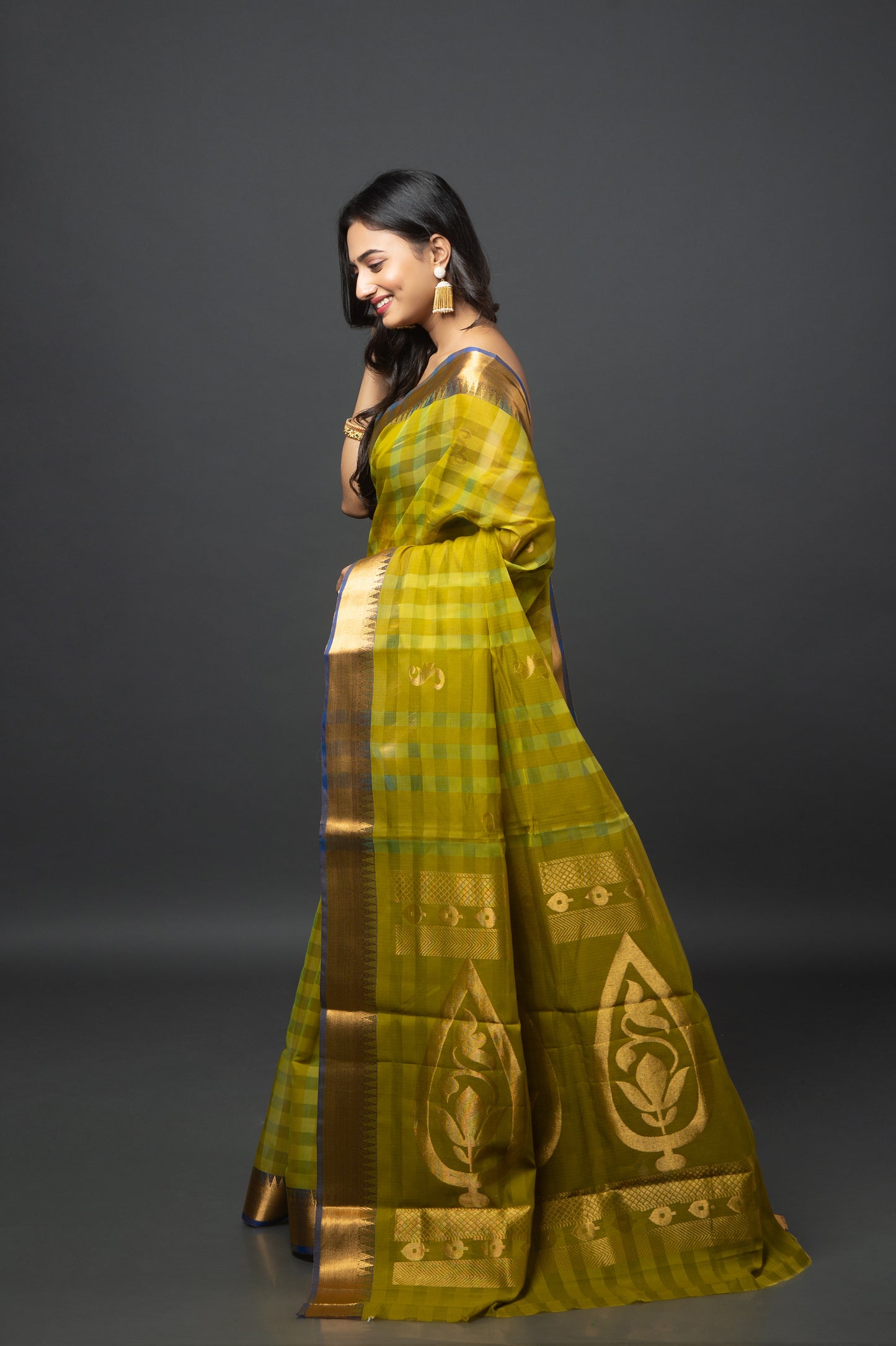 Rich Citron Bengal Cotton Saree