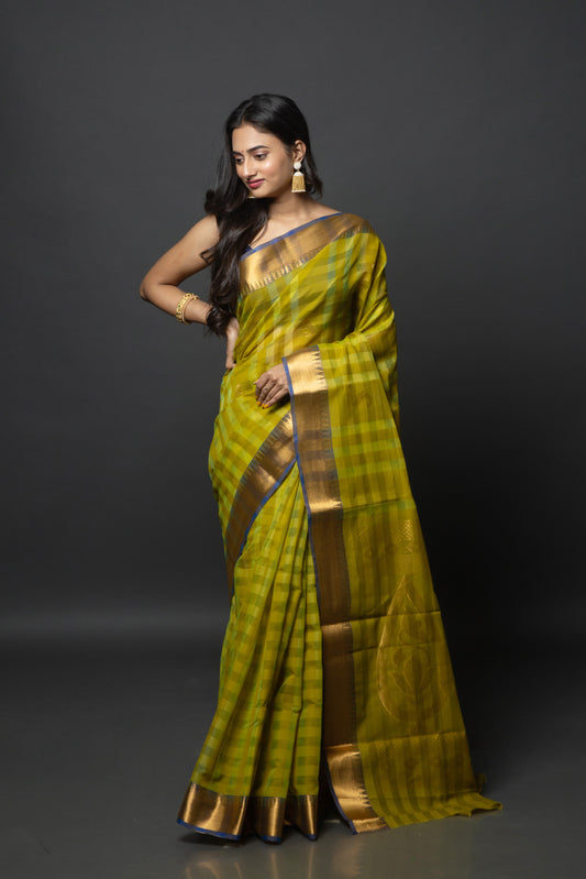 Rich Citron Bengal Cotton Saree