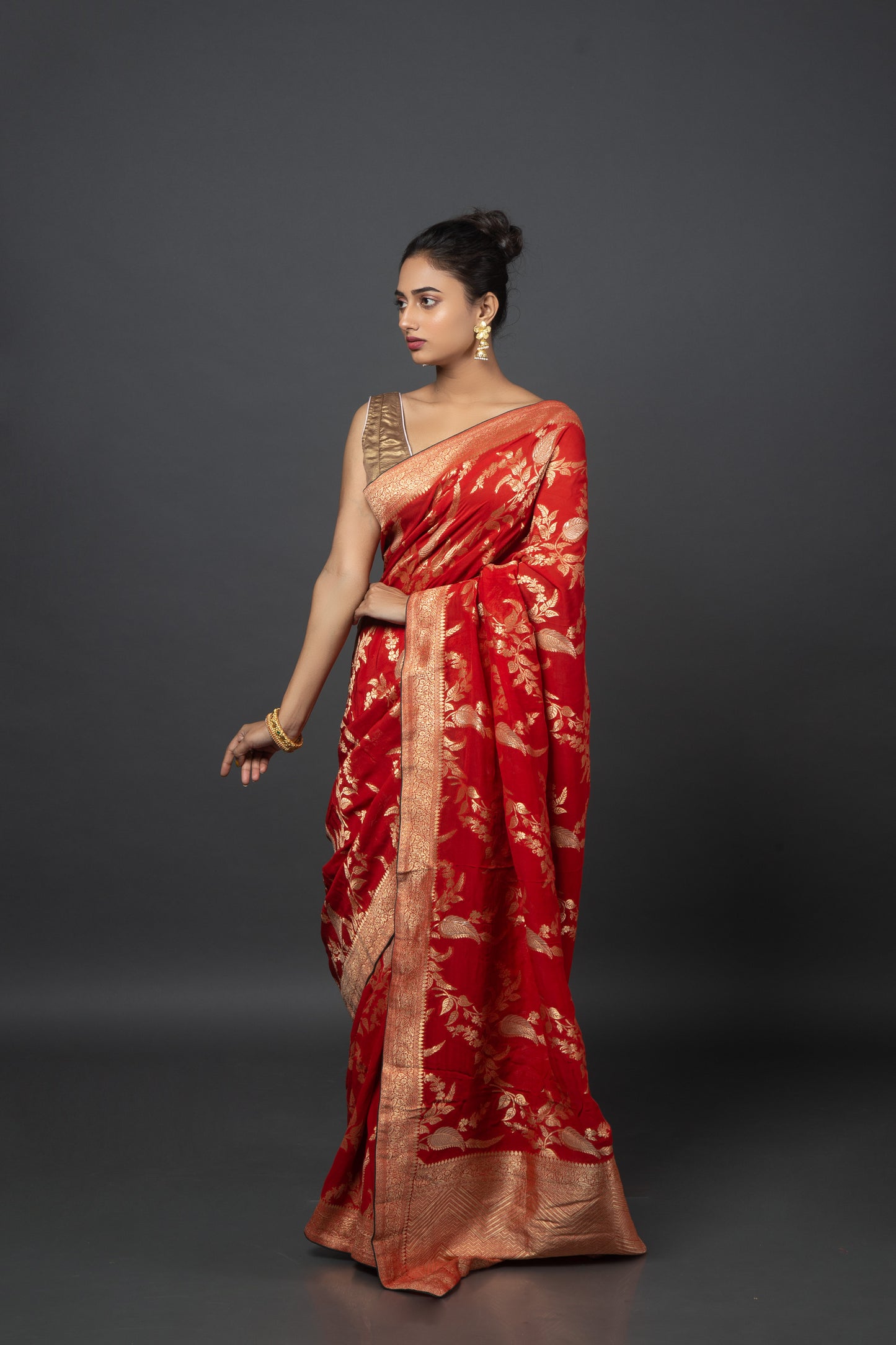 Ruby Rendezvous Khadi Georgette Saree