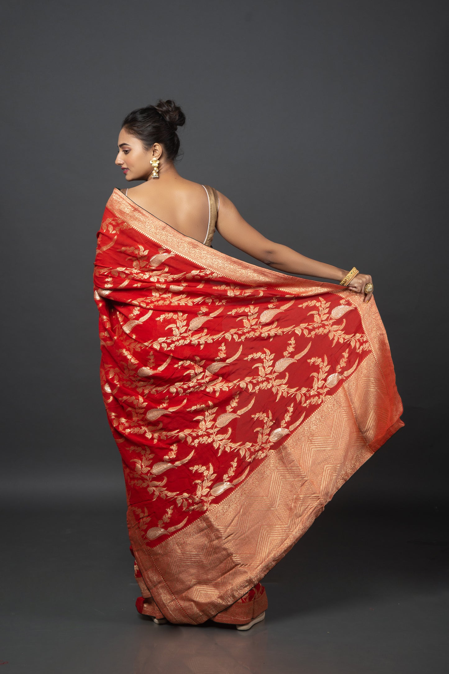 Ruby Rendezvous Khadi Georgette Saree