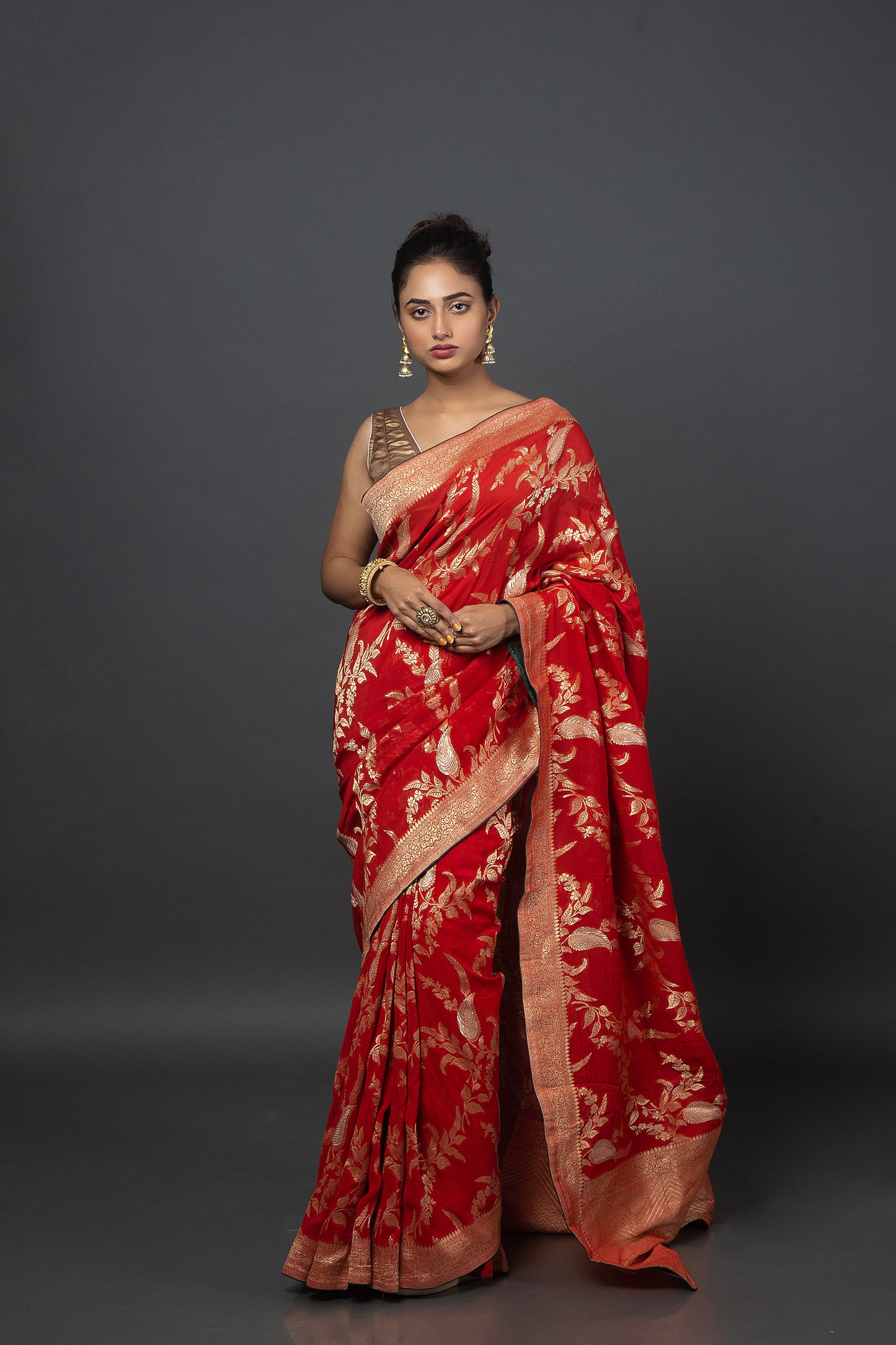 Ruby Rendezvous Khadi Georgette Saree