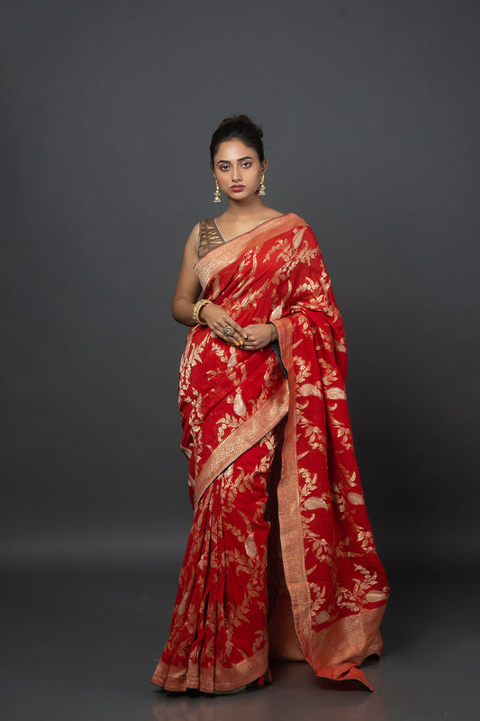 Ruby Rendezvous Khadi Georgette Saree
