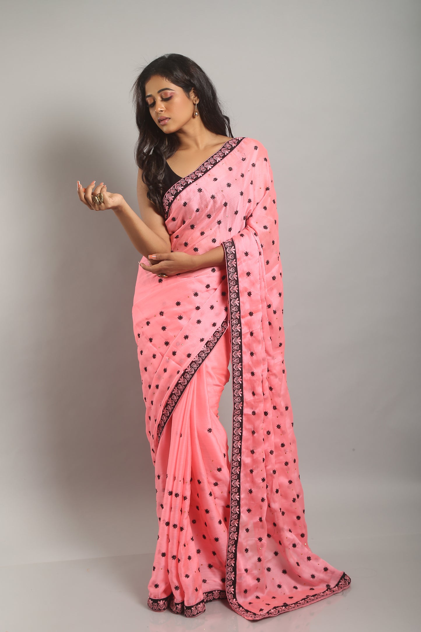 Soft Flamingo Georgette Saree