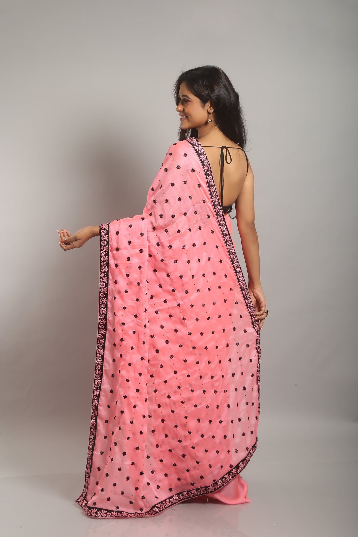 Soft Flamingo Georgette Saree