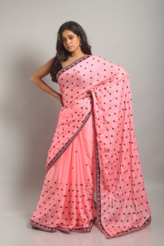 Soft Flamingo Georgette Saree