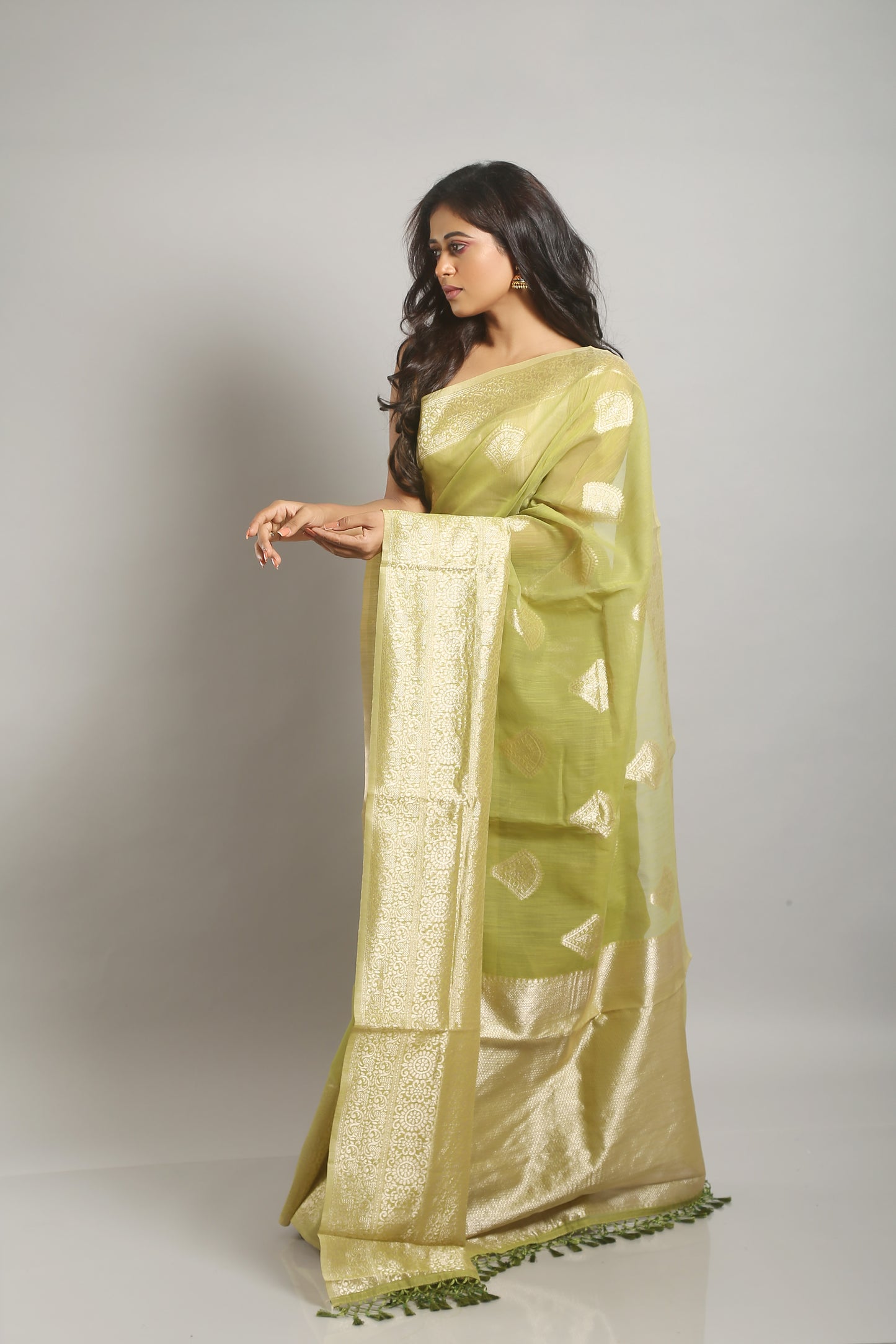 Soft-Hued Green Tussar Saree