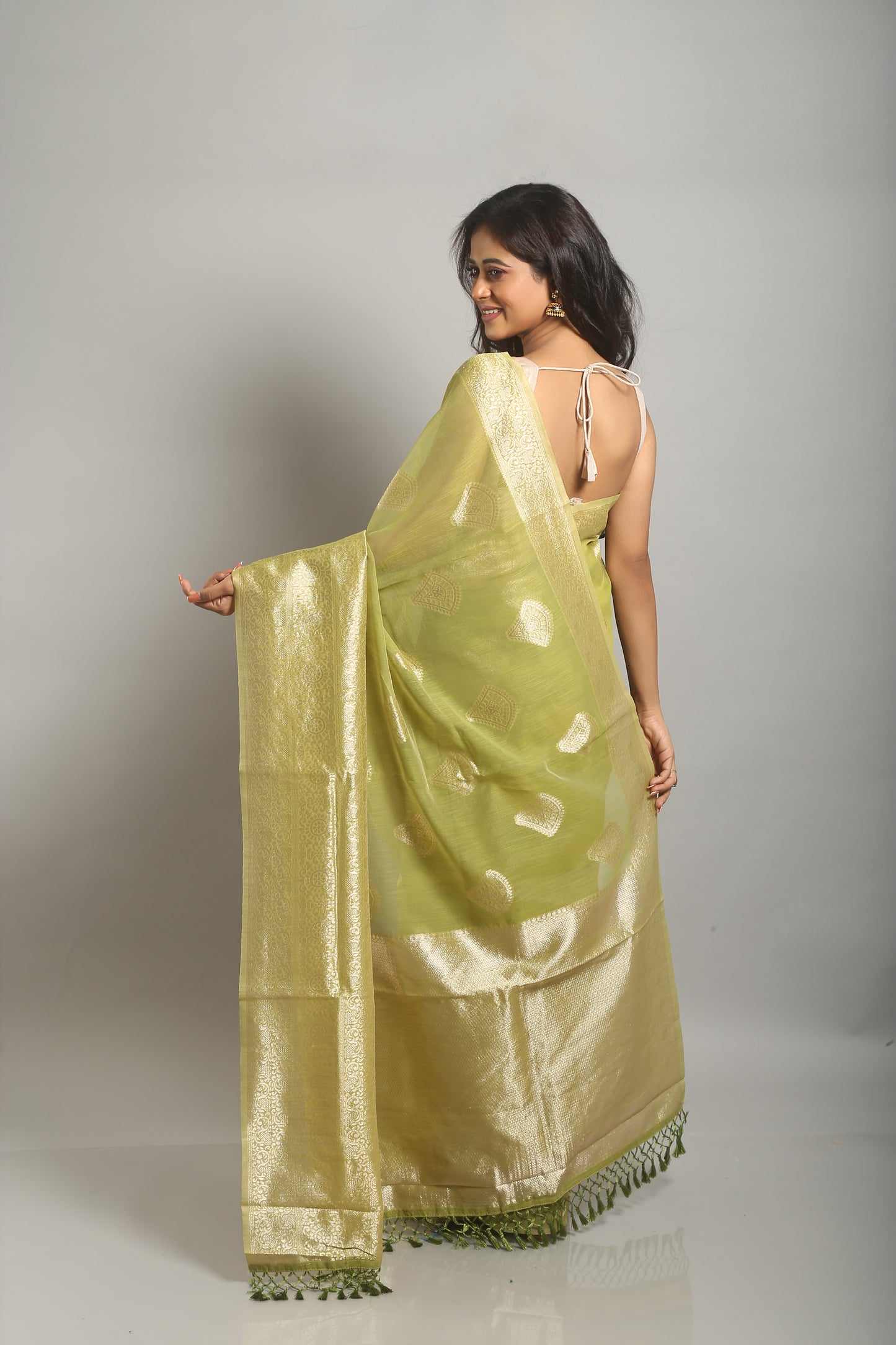 Soft-Hued Green Tussar Saree
