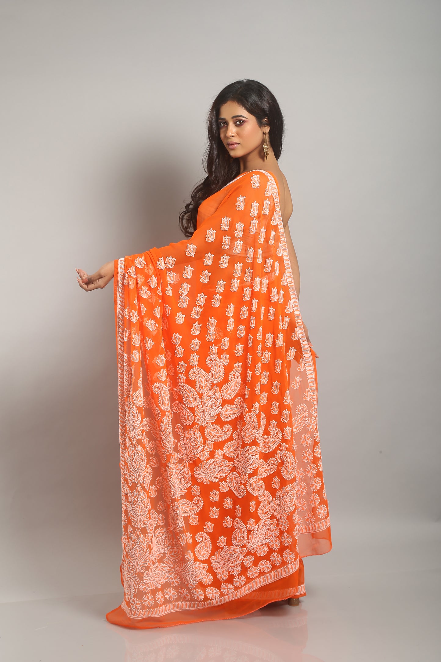 Speedy Tawny Chikankari Saree