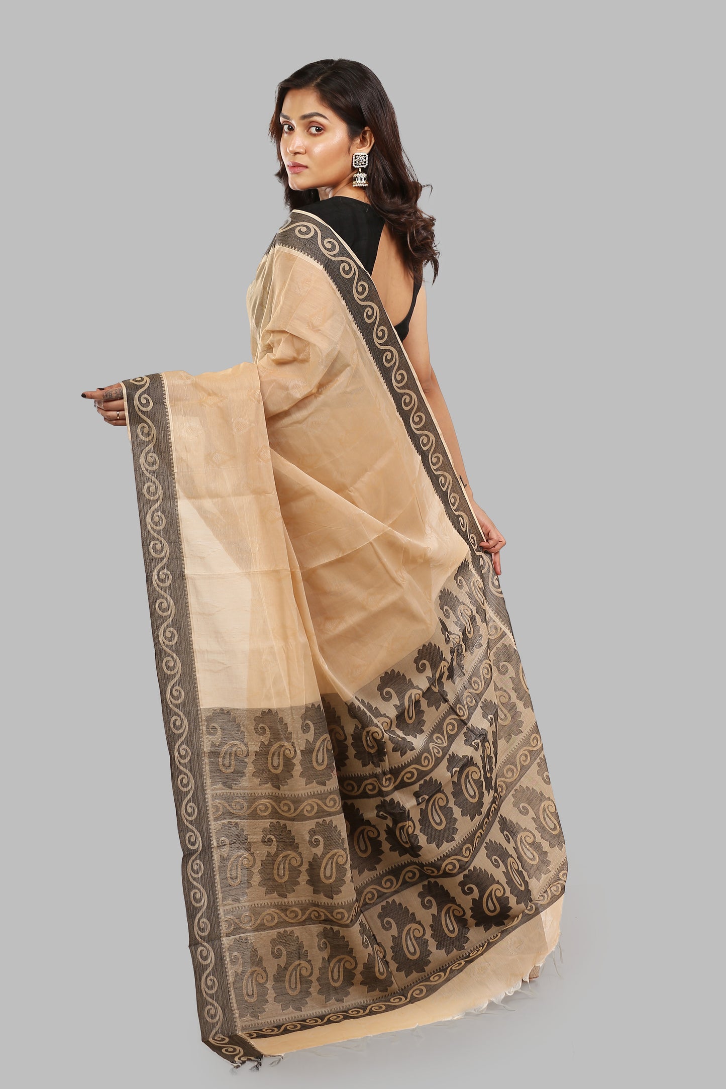Strong Opaline Handloom Cotton Saree