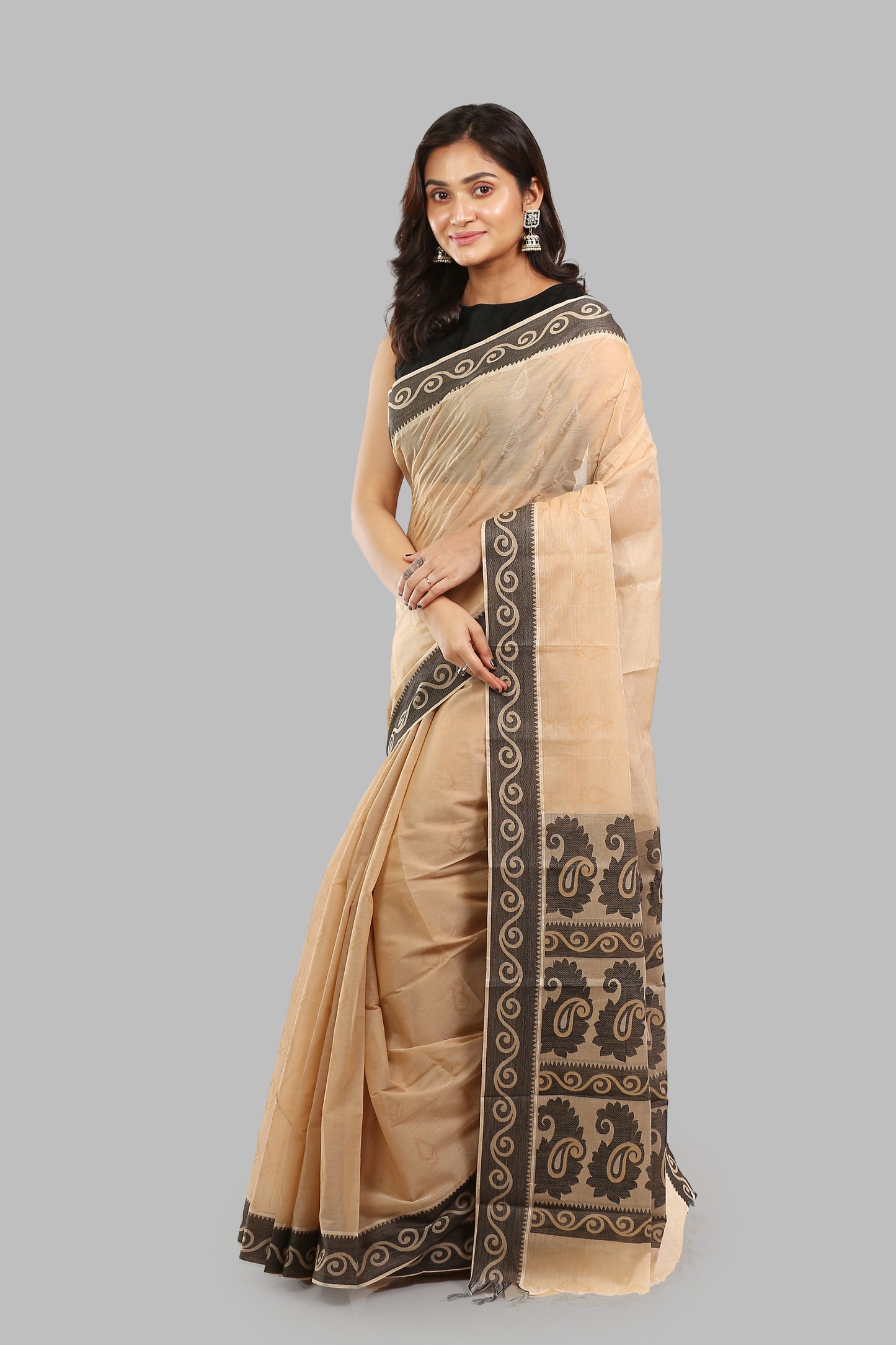 Strong Opaline Handloom Cotton Saree